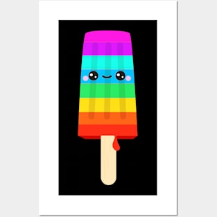 Cute Rainbow Popsicle Ice Cream  for Kids Posters and Art